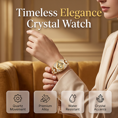 💎Women's Golden Crystal Elegant Quartz Bracelet Watch