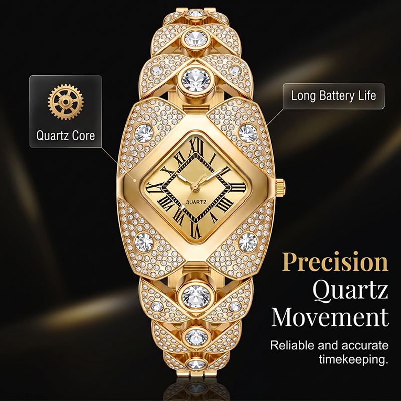 💎Women's Golden Crystal Elegant Quartz Bracelet Watch