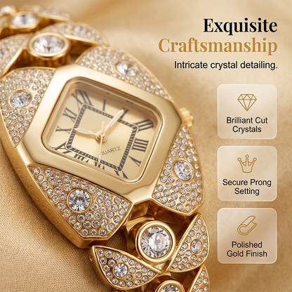 💎Women's Golden Crystal Elegant Quartz Bracelet Watch