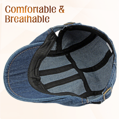 🧢 Unisex Denim Newsboy Cap | Vintage Classic Style, Adjustable Comfort Fit for Everyday Wear