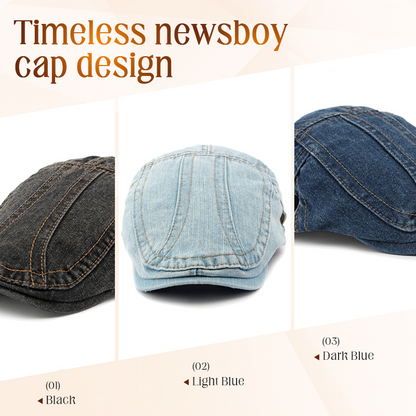 🧢 Unisex Denim Newsboy Cap | Vintage Classic Style, Adjustable Comfort Fit for Everyday Wear
