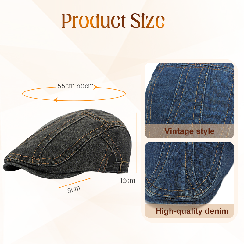 🧢 Unisex Denim Newsboy Cap | Vintage Classic Style, Adjustable Comfort Fit for Everyday Wear