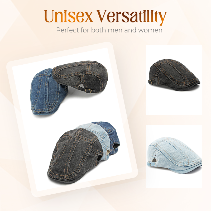 🧢 Unisex Denim Newsboy Cap | Vintage Classic Style, Adjustable Comfort Fit for Everyday Wear