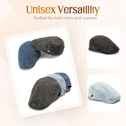 🧢 Unisex Denim Newsboy Cap | Vintage Classic Style, Adjustable Comfort Fit for Everyday Wear