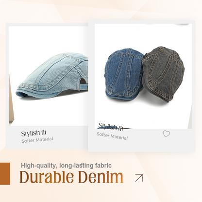 🧢 Unisex Denim Newsboy Cap | Vintage Classic Style, Adjustable Comfort Fit for Everyday Wear